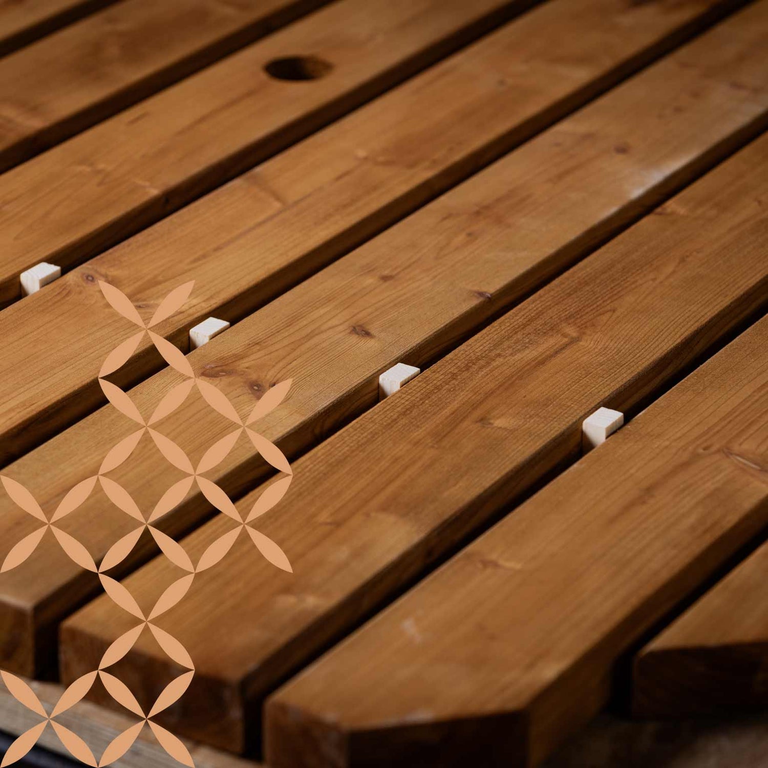 Closeup of oiled wood furniture