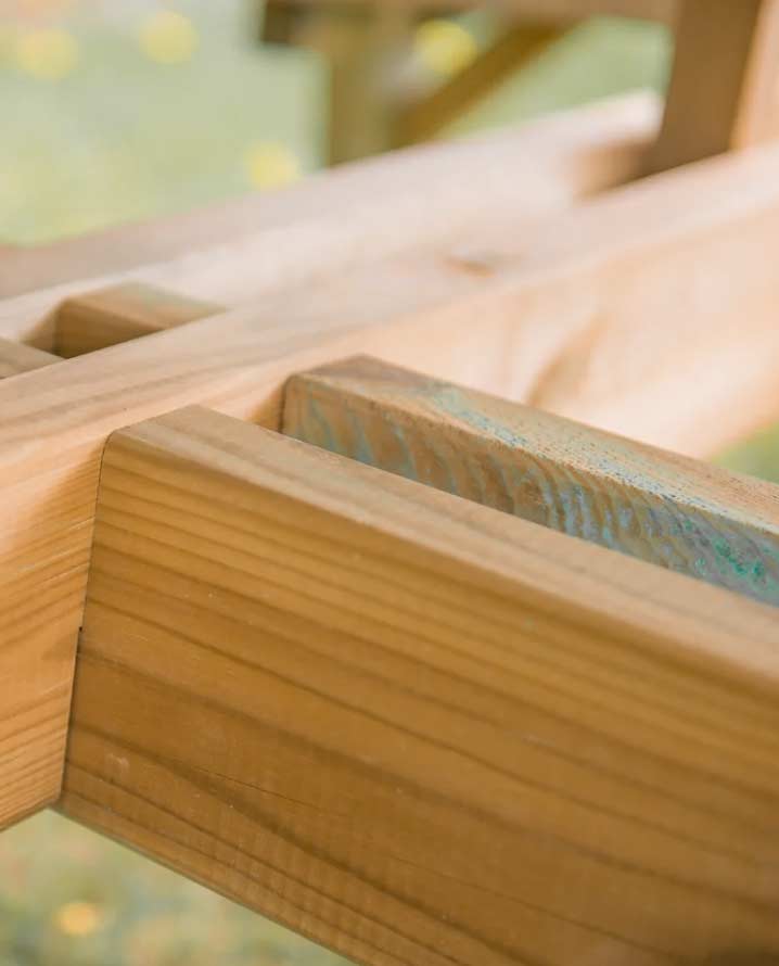 Example of blue spots in wooden garden furniture